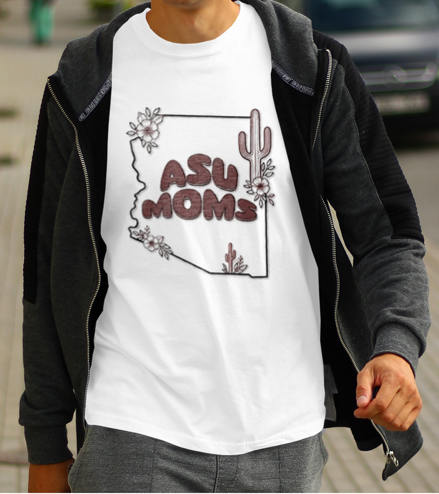 Arizona State University Moms Map Flowers Cactus T-Shirt