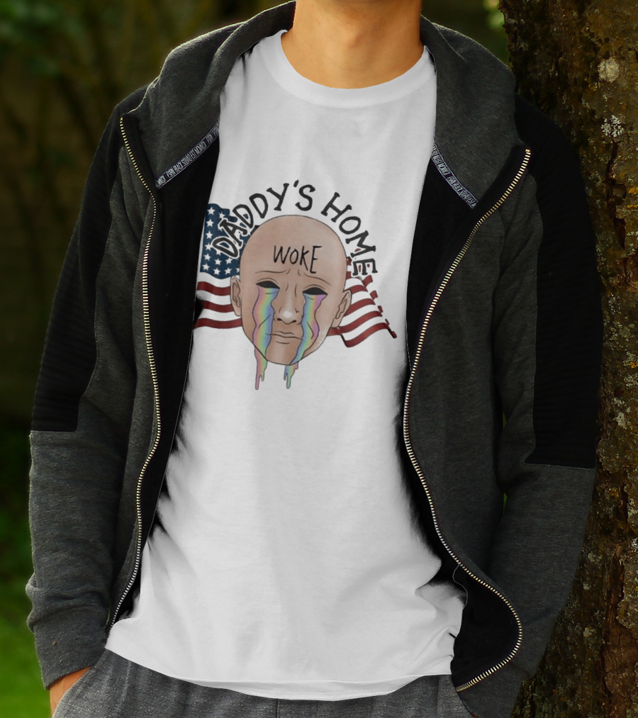 Daddy's Home Woke Crying Face With Flags T-Shirt