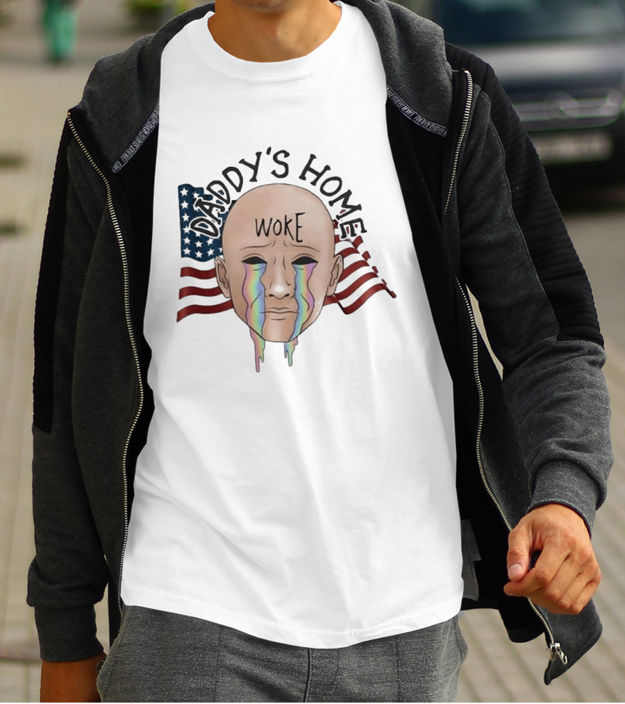 Daddy's Home Woke Crying Face With Flags T-Shirt