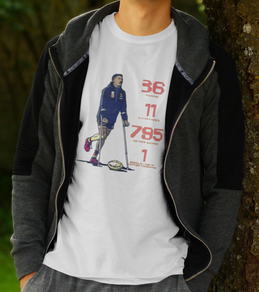Izak Rankine 36 Tackles Crutches Adelaide Crows AFL Stats 795 Meters Gained T-Shirt