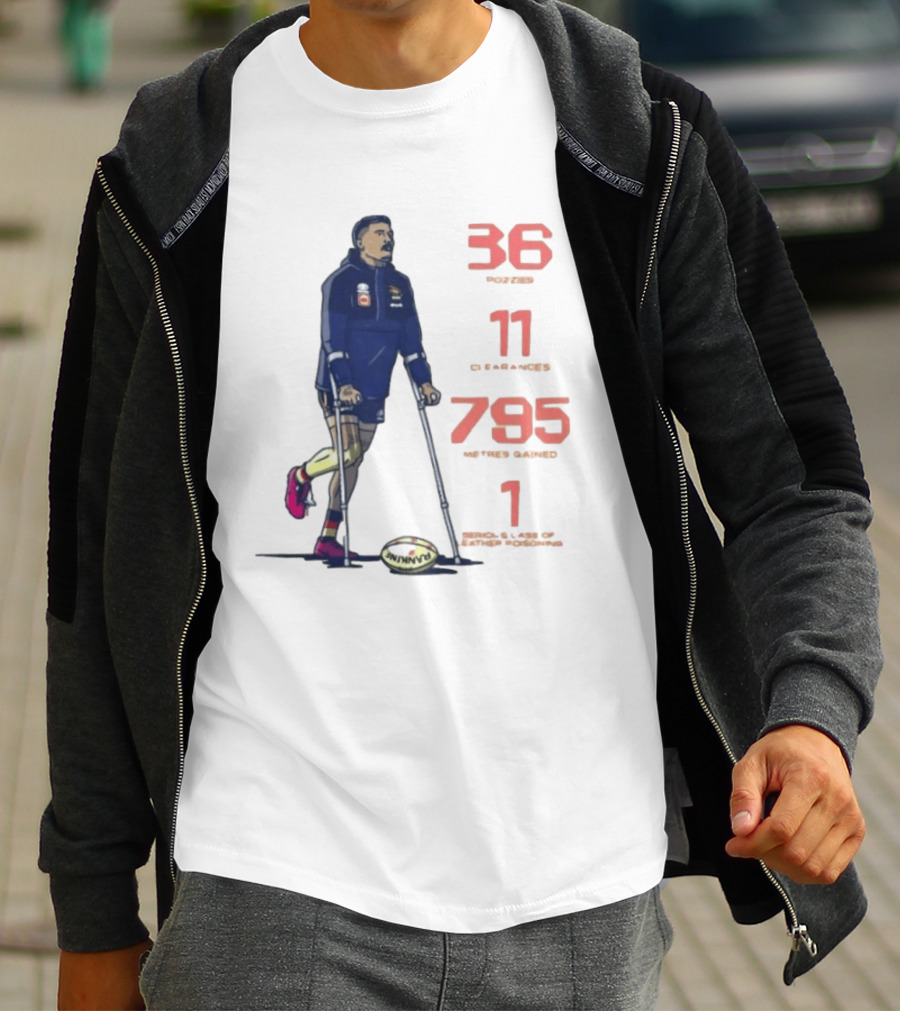 Izak Rankine 36 Tackles Crutches Adelaide Crows AFL Stats 795 Meters Gained T-Shirt