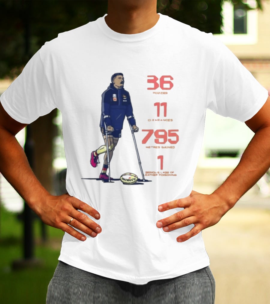 Izak Rankine 36 Tackles Crutches Adelaide Crows AFL Stats 795 Meters Gained T-Shirt
