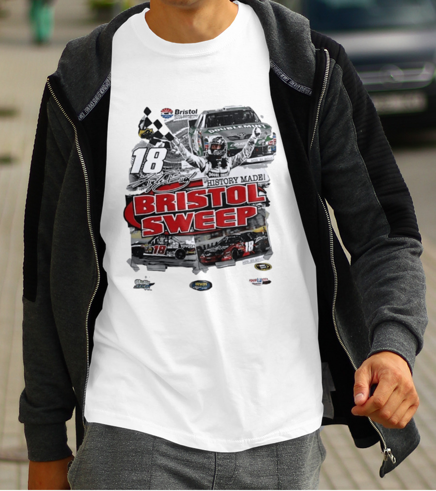 Bristol Motor Speedway History Made Three Wins August 2010 18 Bristol Sweep T-Shirt