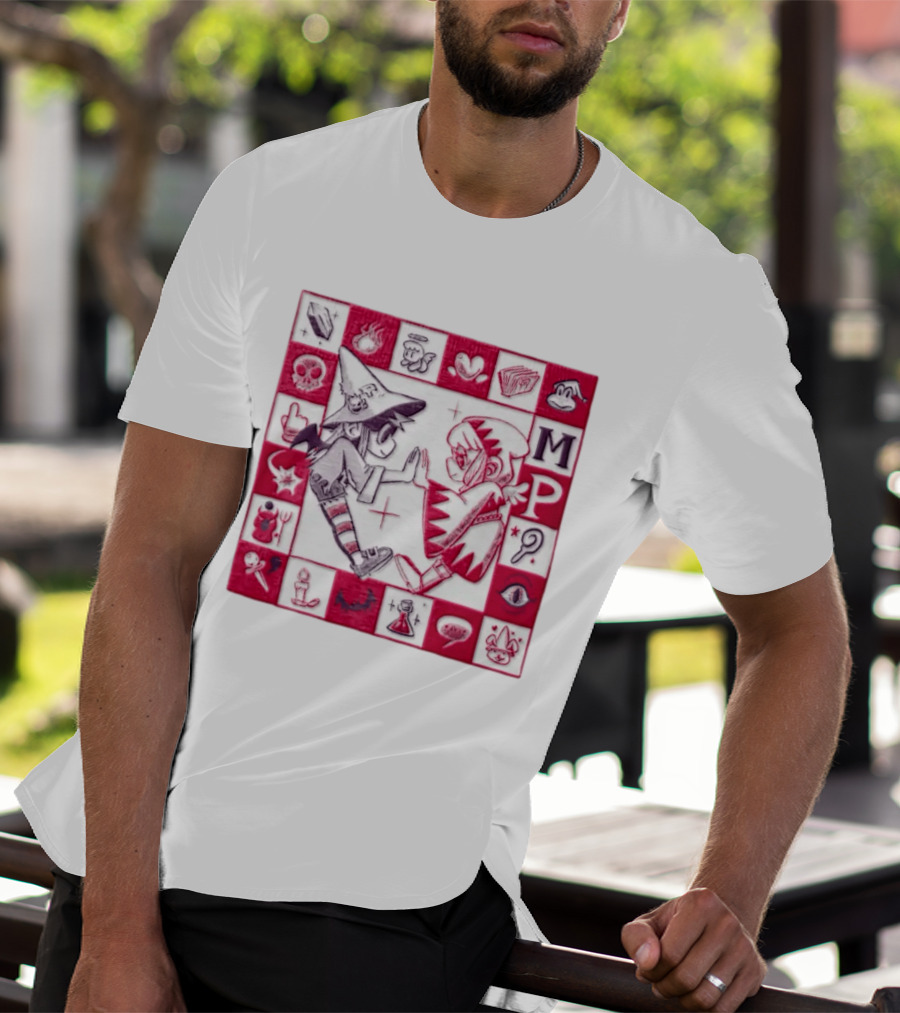 MP Witch And Angel Character Duo Board Game Square T-Shirt