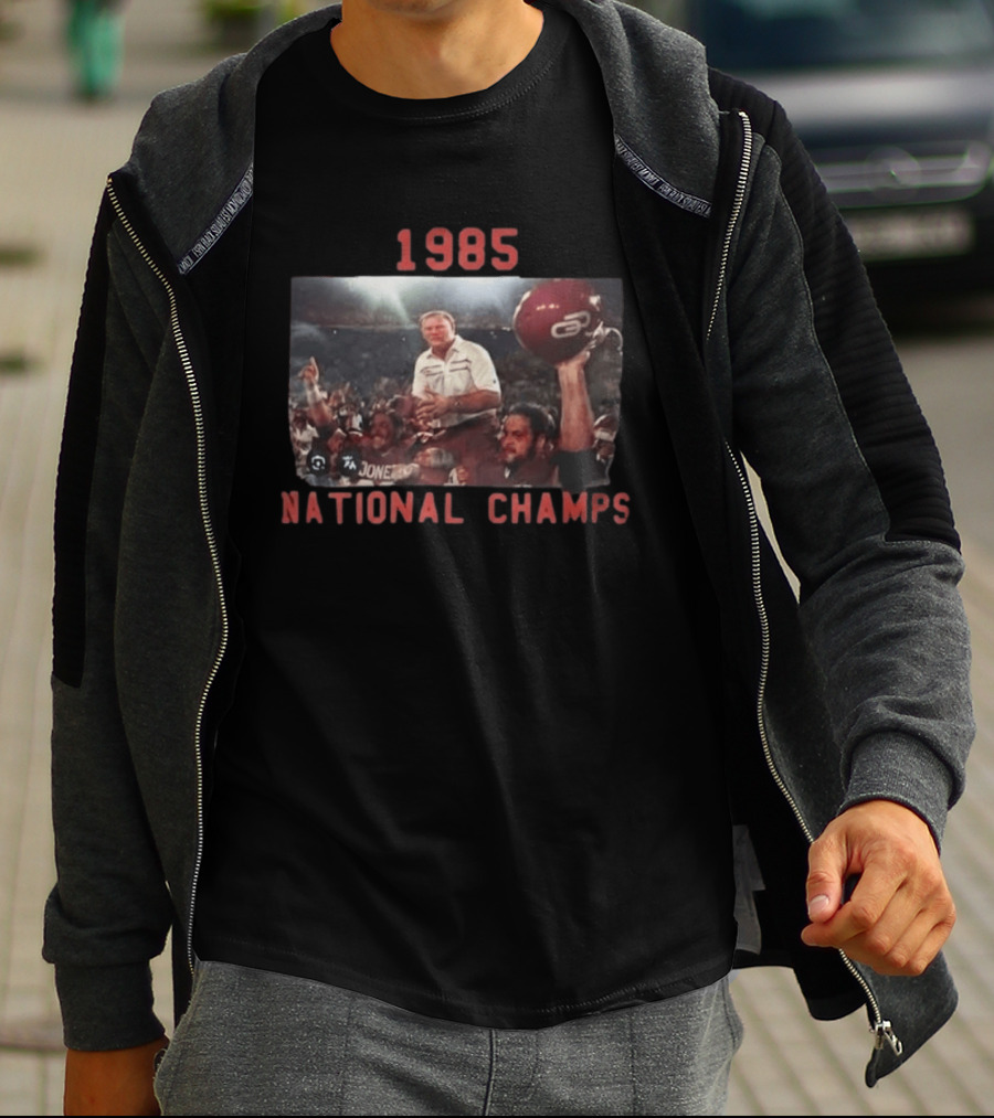 1985 National Champs Barry Switzer Tony Casillas Celebration T-Shirt