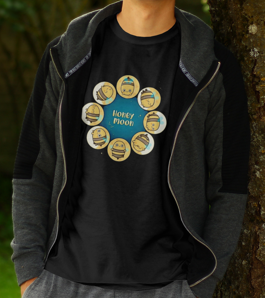 Honey Moon Bee Phases Astronomical Nature Cycle T-Shirt