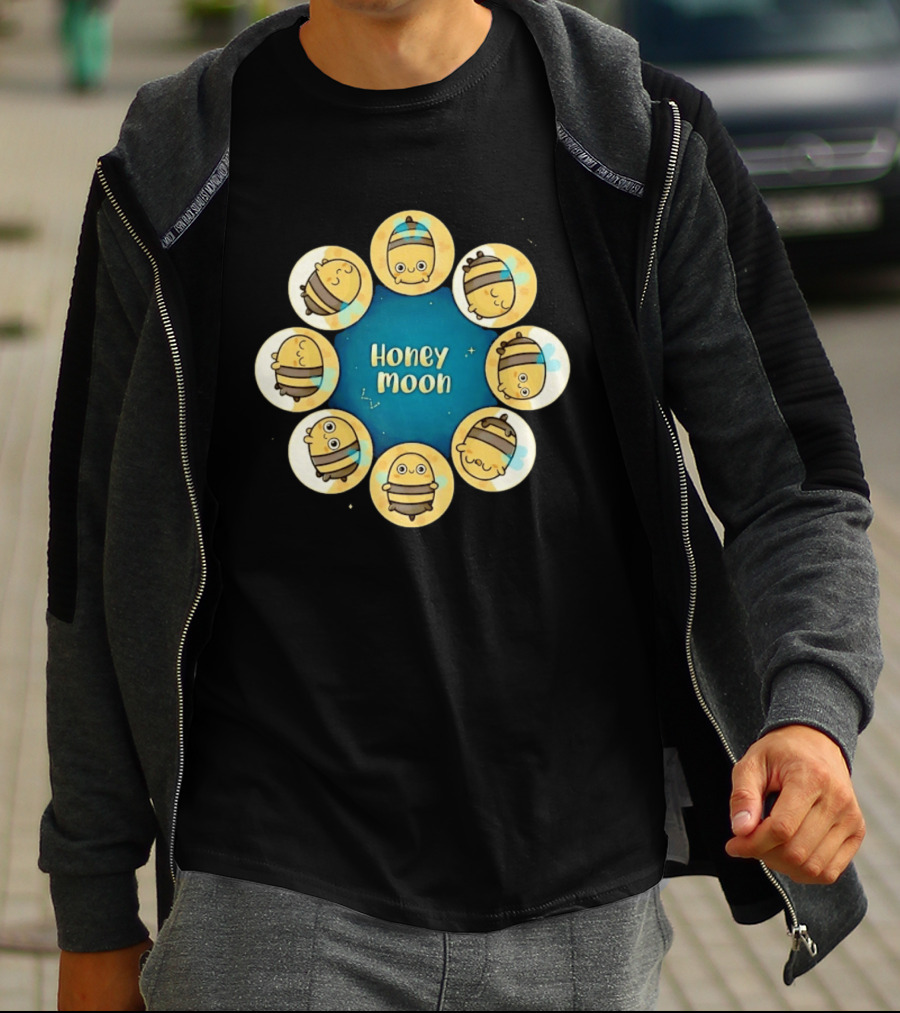 Honey Moon Bee Phases Astronomical Nature Cycle T-Shirt