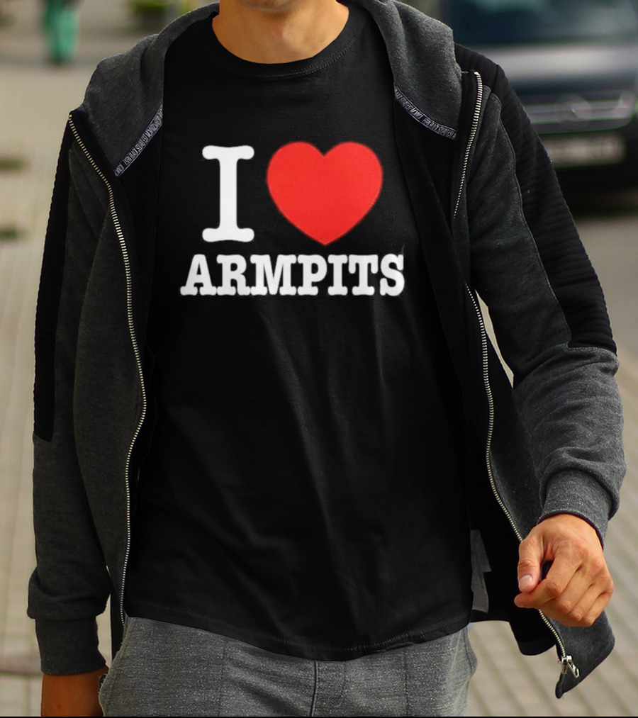 I Love Armpits Fetish Humor Bold White Red Heart T-Shirt