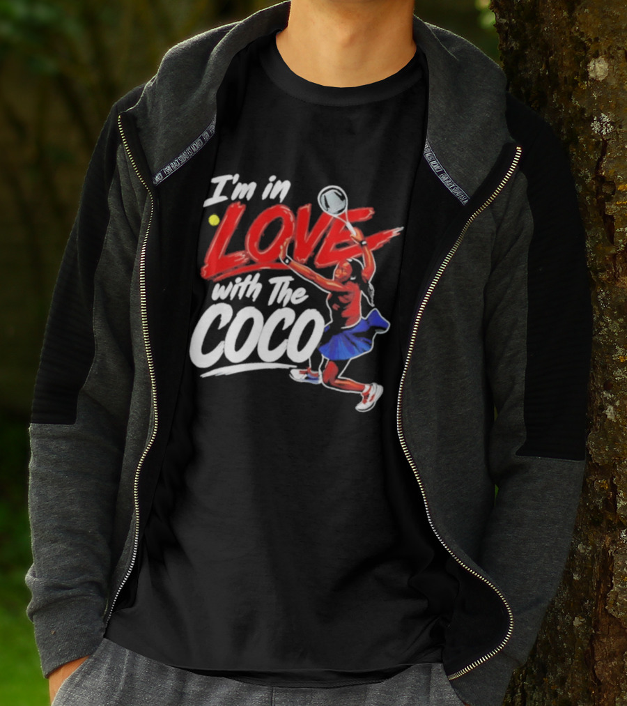 I'm In Love With The Coco Tennis Slam Action Bold Red And White T-Shirt