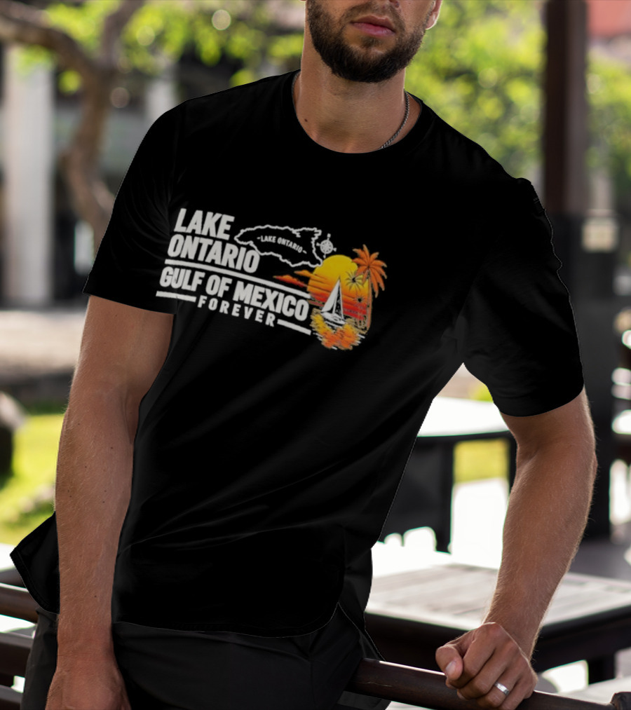 Lake Ontario Gulf Of Mexico Map Sunset Palm 2026 T-Shirt