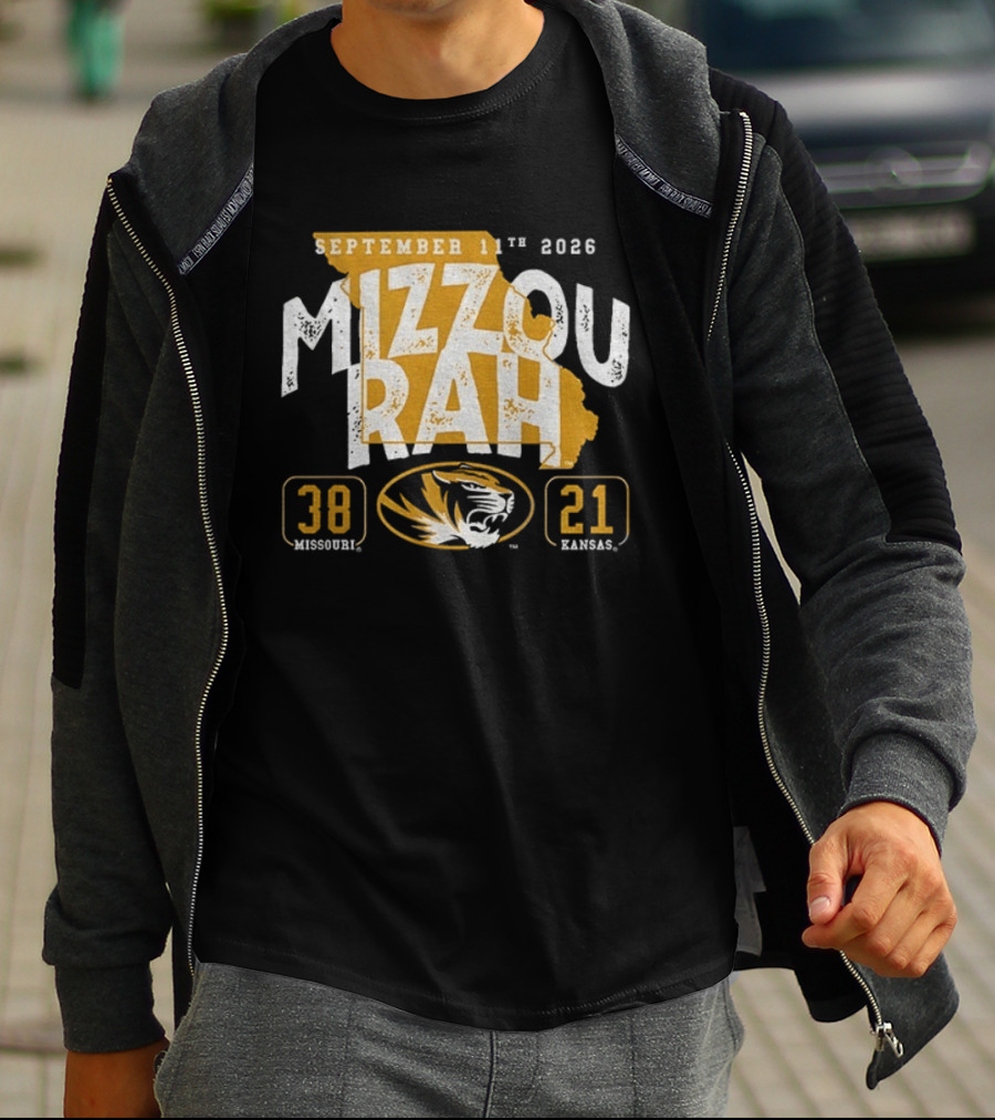 Missouri Tigers 38 Vs Kansas Jayhawks 21 Mizzou Rah September 11th 2026 T-Shirt