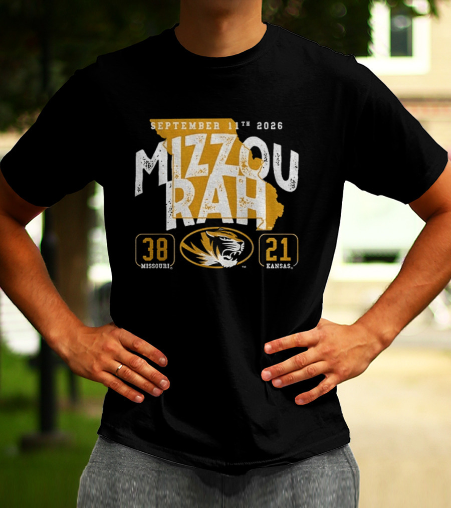 Missouri Tigers 38 Vs Kansas Jayhawks 21 Mizzou Rah September 11th 2026 T-Shirt