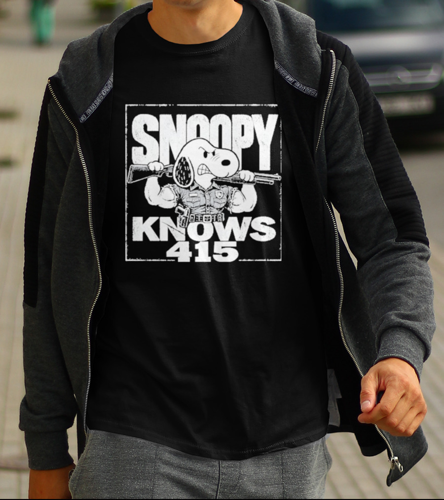Snoopy Knows 415 Peanuts Police Officer Gun T-Shirt