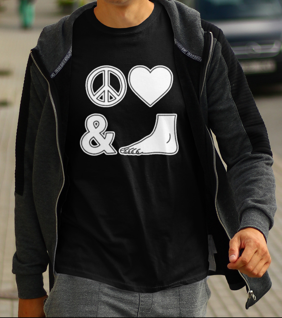 Peace Love & Feet Heart Foot T-Shirt