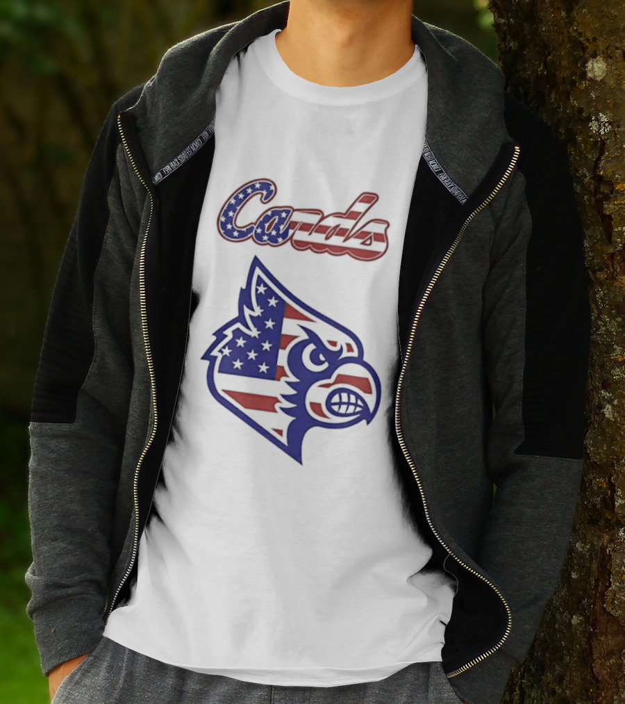 Cards American Flag Cardinal Head Stars Stripes T-Shirt