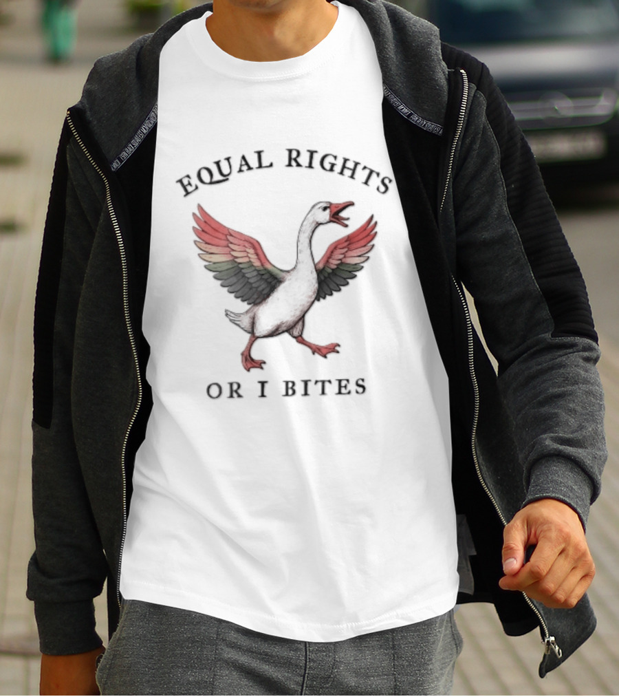 Equal Rights Or I Bites Rainbow Wings Angry Goose T-Shirt