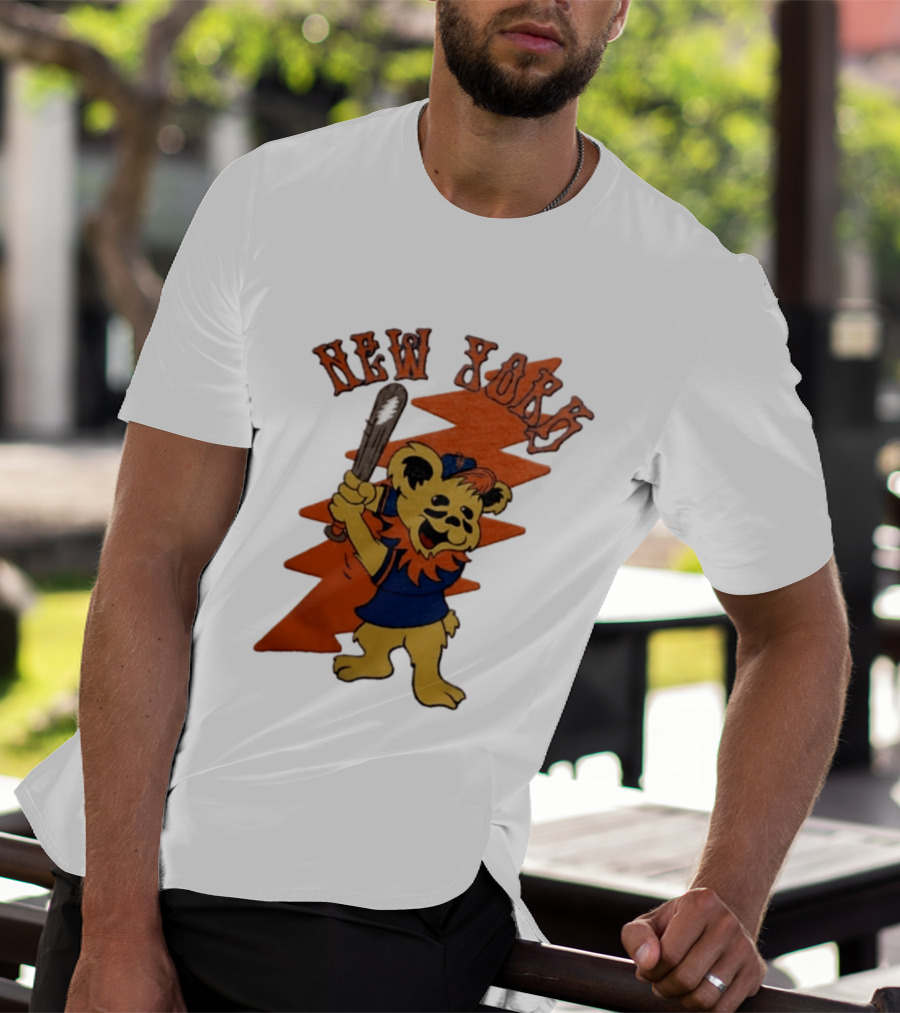 New York Grateful Dead Dancing Bear Batting Baseball Mets MLB T-Shirt