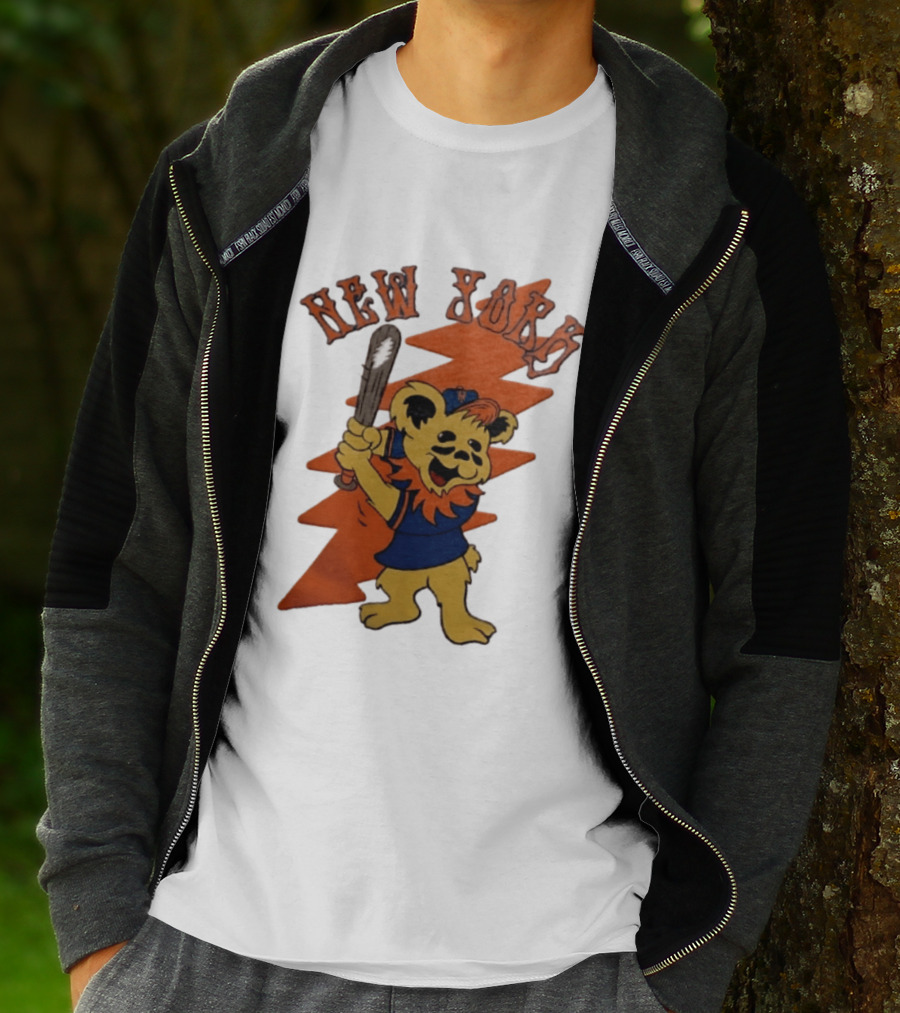 New York Grateful Dead Dancing Bear Batting Baseball Mets MLB T-Shirt