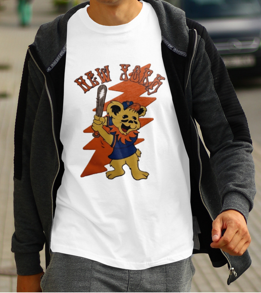 New York Grateful Dead Dancing Bear Batting Baseball Mets MLB T-Shirt