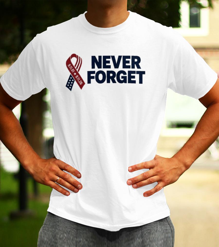 Jim Harbaugh Never Forget 911 Memorial Ribbon T-Shirt