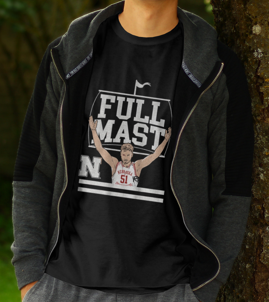 Rienk Mast 51 Full Mast Nebraska Cornhuskers Basketball Cartoon T-Shirt