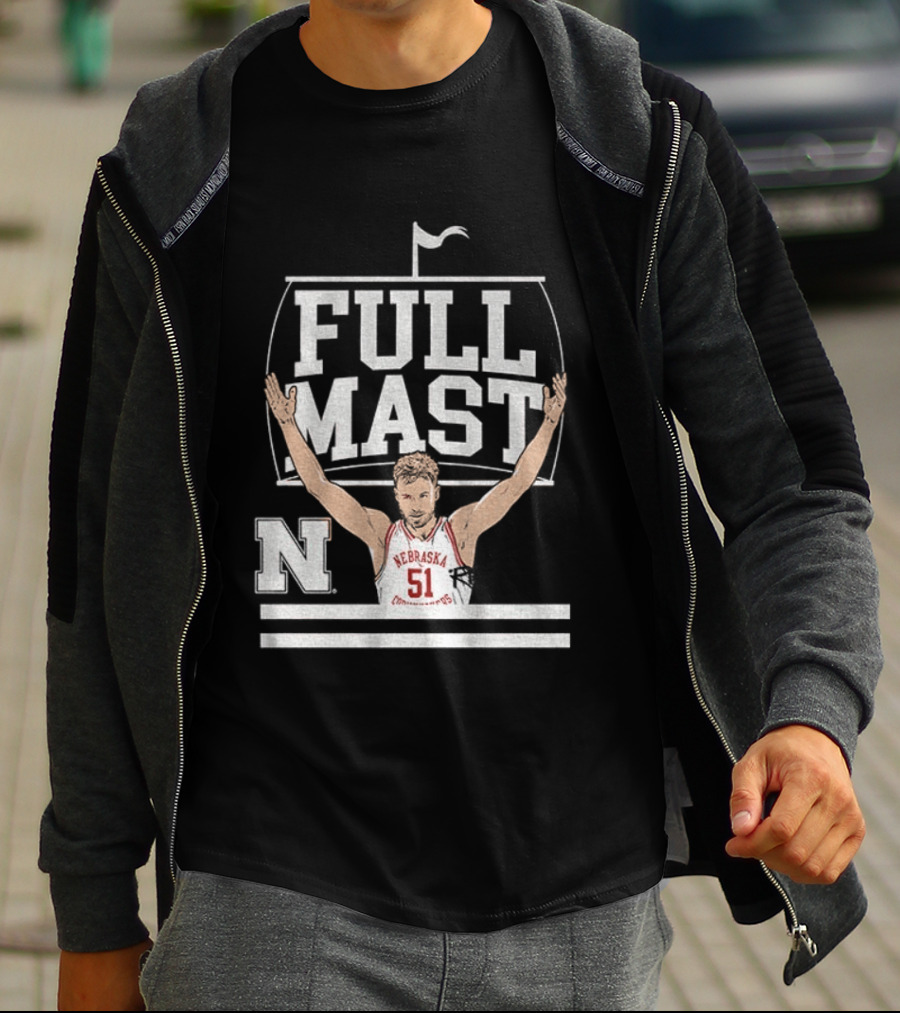 Rienk Mast 51 Full Mast Nebraska Cornhuskers Basketball Cartoon T-Shirt