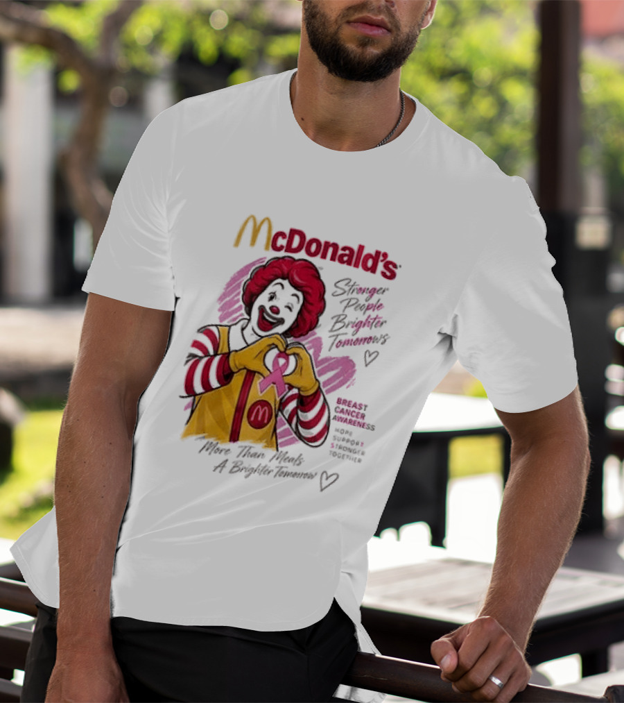McDonald's Ronald McDonald Breast Cancer Awareness "More Than Meals A Brighter Tomorrow" Pink Ribbon T-Shirt
