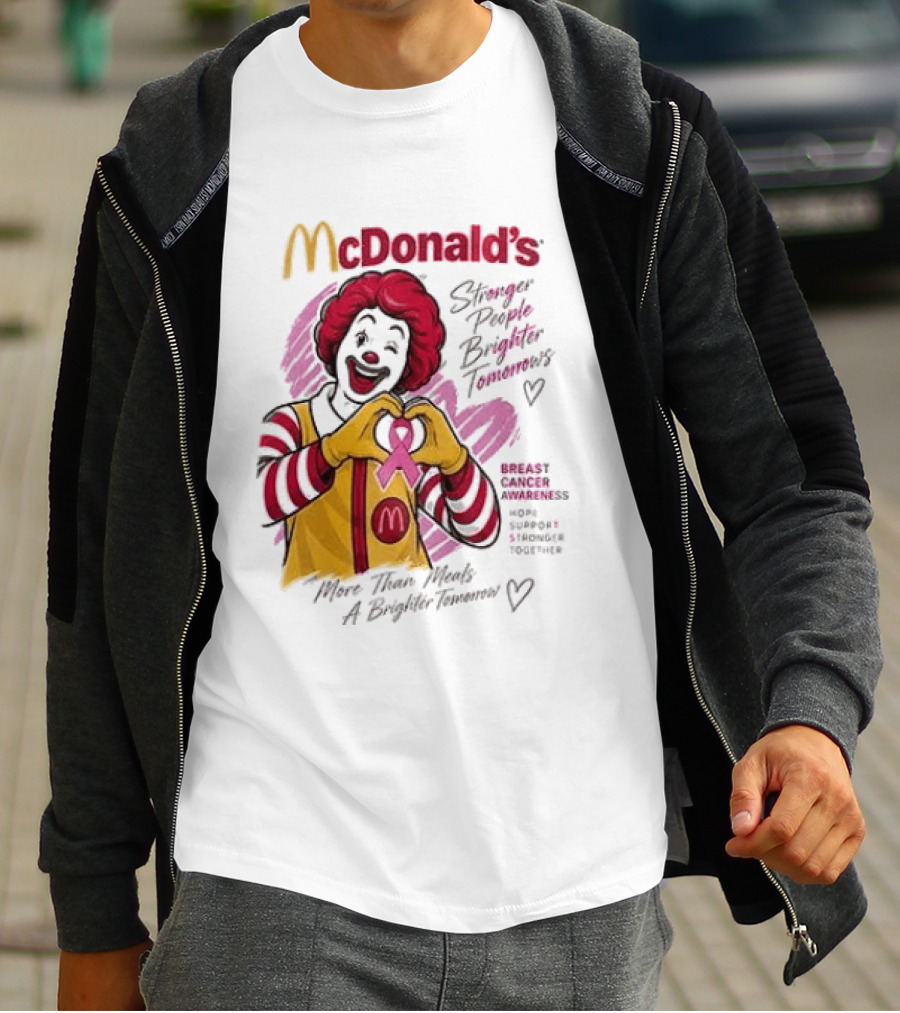 McDonald's Ronald McDonald Breast Cancer Awareness "More Than Meals A Brighter Tomorrow" Pink Ribbon T-Shirt