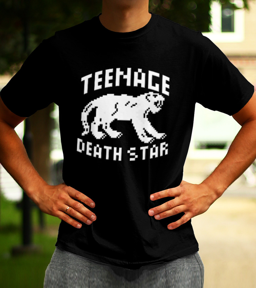 Teenage Death Star 8 Bit Pixelated White Panther T-Shirt