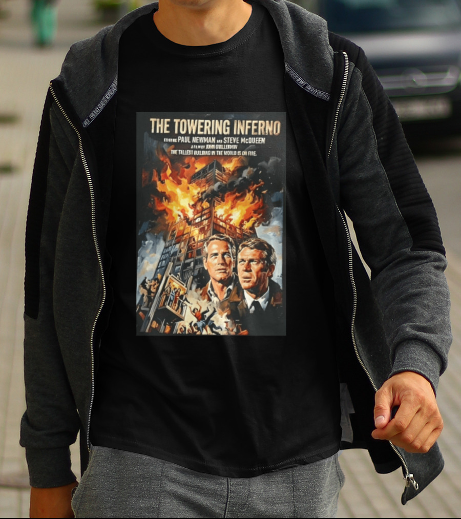 The Towering Inferno Paul Newman Steve McQueen Skyscraper Fire T-Shirt