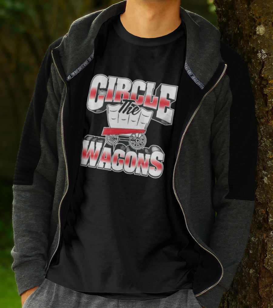 Circle The Wagons Pioneer Covered Wagon Red White 3D T-Shirt