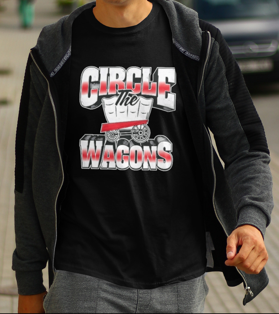 Circle The Wagons Pioneer Covered Wagon Red White 3D T-Shirt