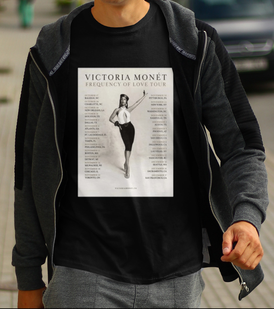 Victoria Monét Frequency Of Love Tour 2026 North America Dates Raleigh Charlotte New Orleans Houston Los Angeles Sacramento T-Shirt