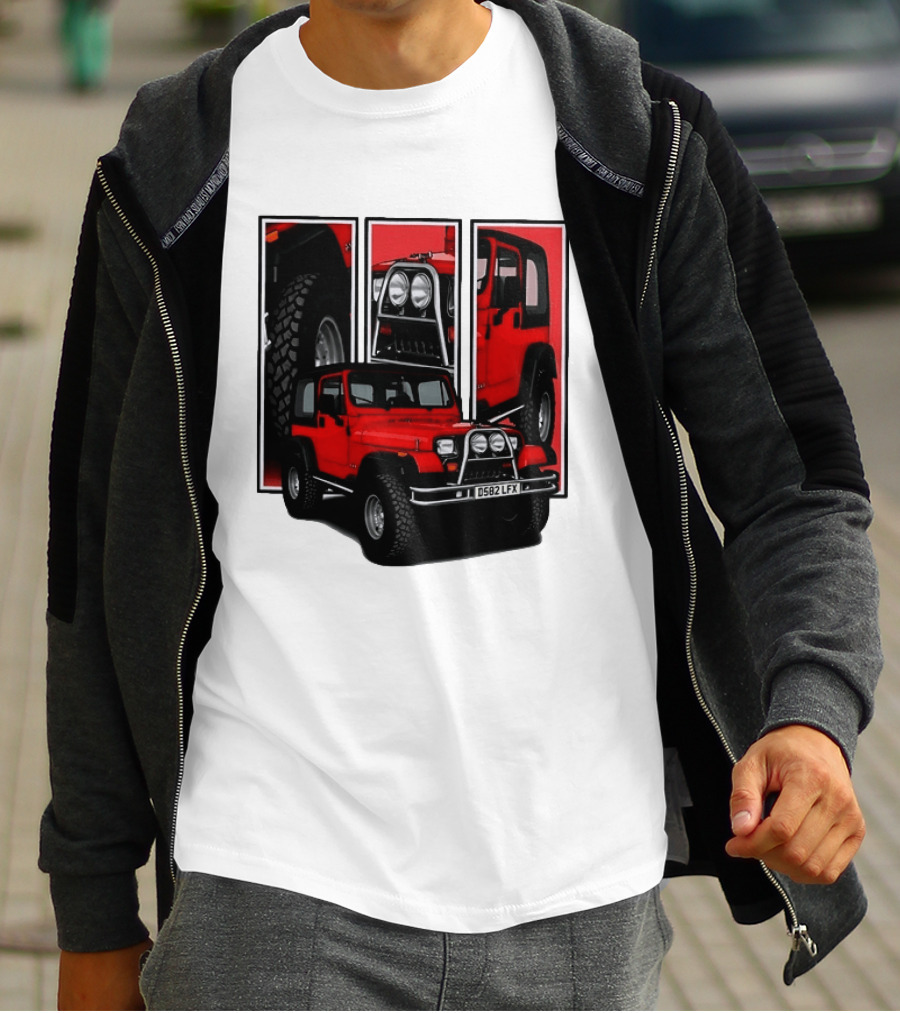 Red Jeep Wrangler 4x4 Off Road Adventure Vehicle Four Wheel Drive T-Shirt