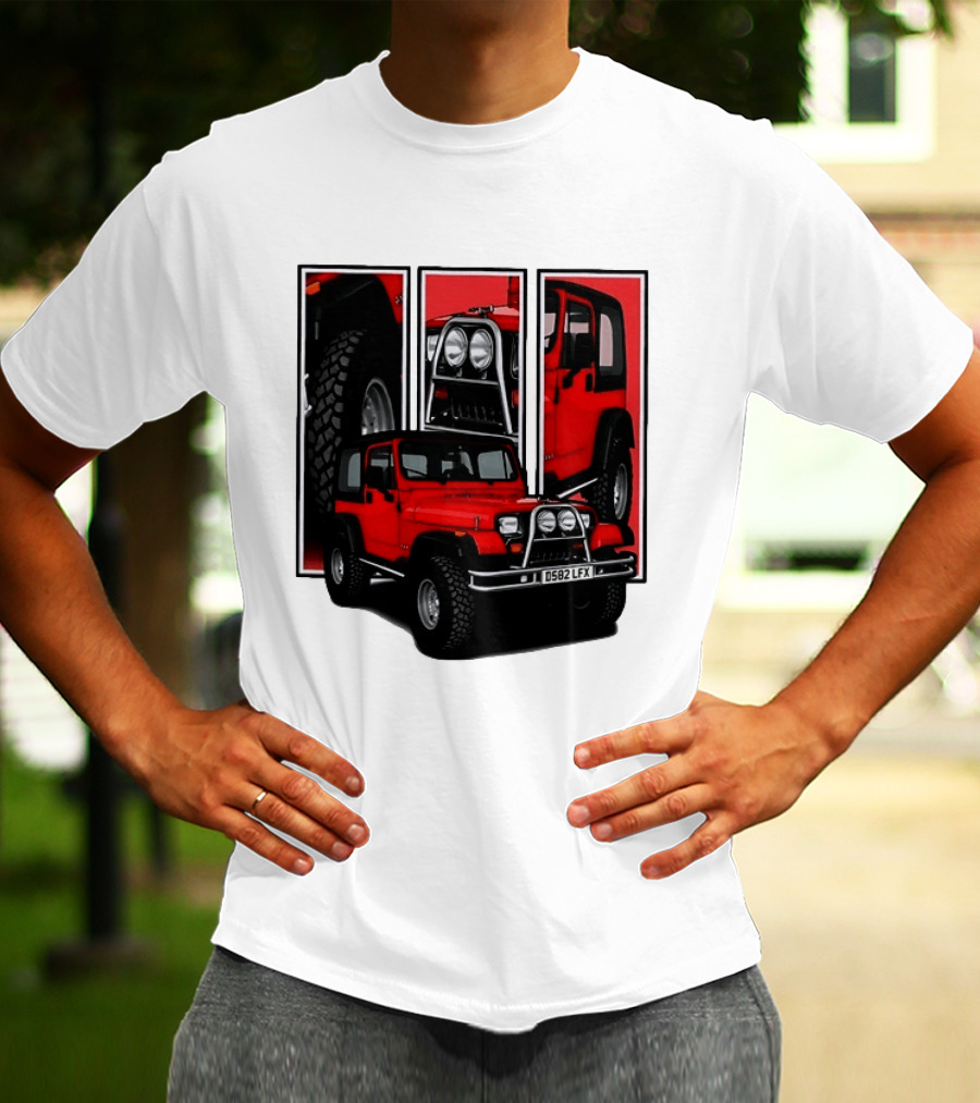 Red Jeep Wrangler 4x4 Off Road Adventure Vehicle Four Wheel Drive T-Shirt