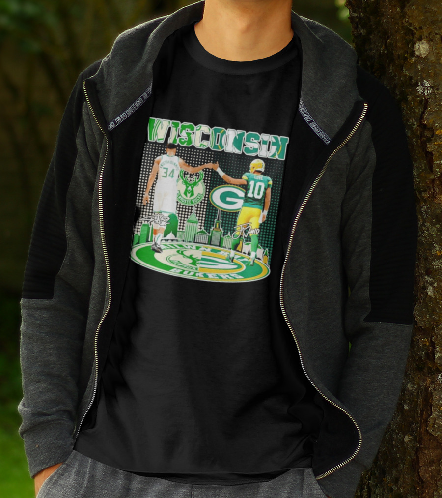 Wisconsin Milwaukee Bucks Giannis Antetokounmpo Green Bay Packers Jordan Love T-Shirt