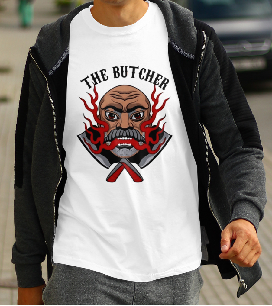The Butcher AEW Professional Wrestling Skull Flames Axes T-Shirt