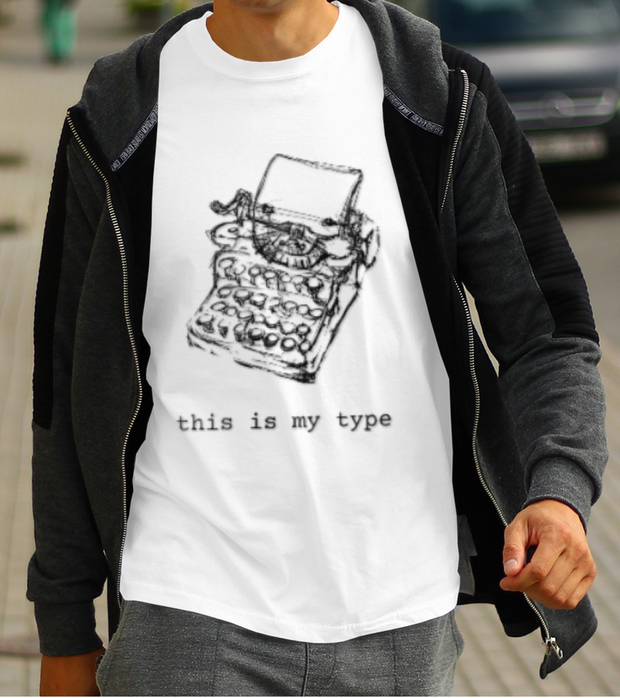 This Is My Type Mechanical Typewriter Pencil Line Sketch T-Shirt
