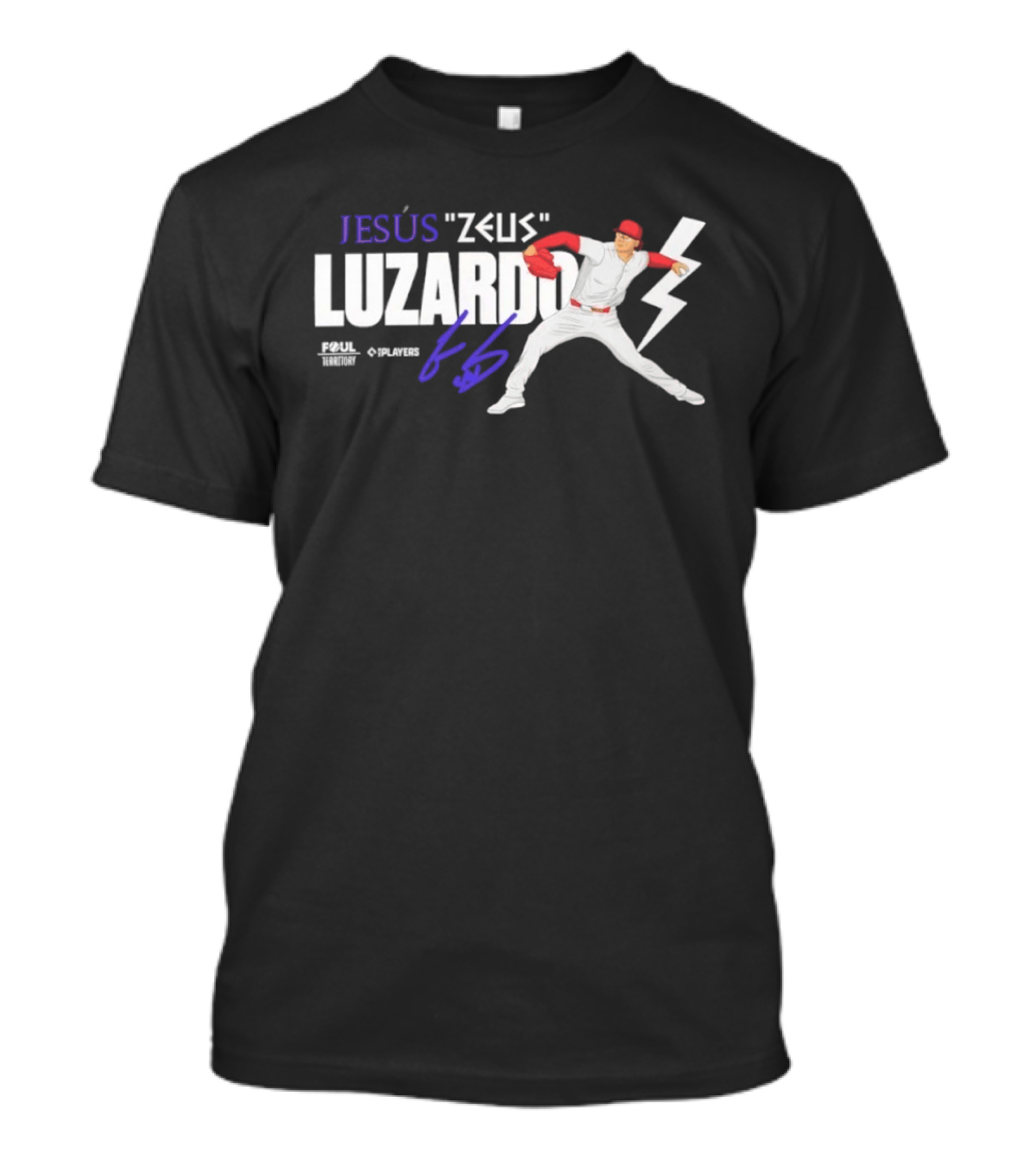 Jesús Zeus Luzardo Pitching Foul Territory 44 Lightning Bolt T-Shirt