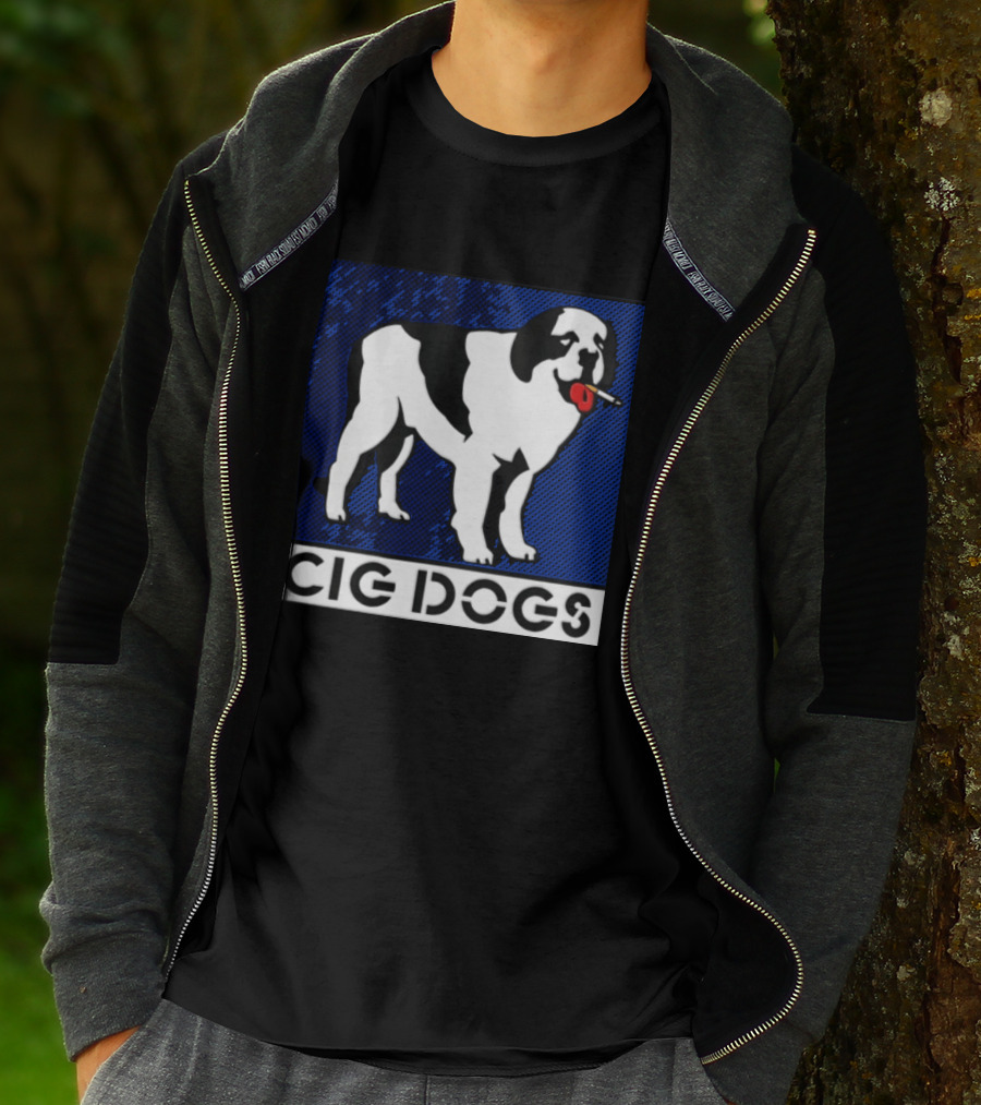 Cig Dogs Saint Bernard Smoking Cigarette Funny Canine T-Shirt