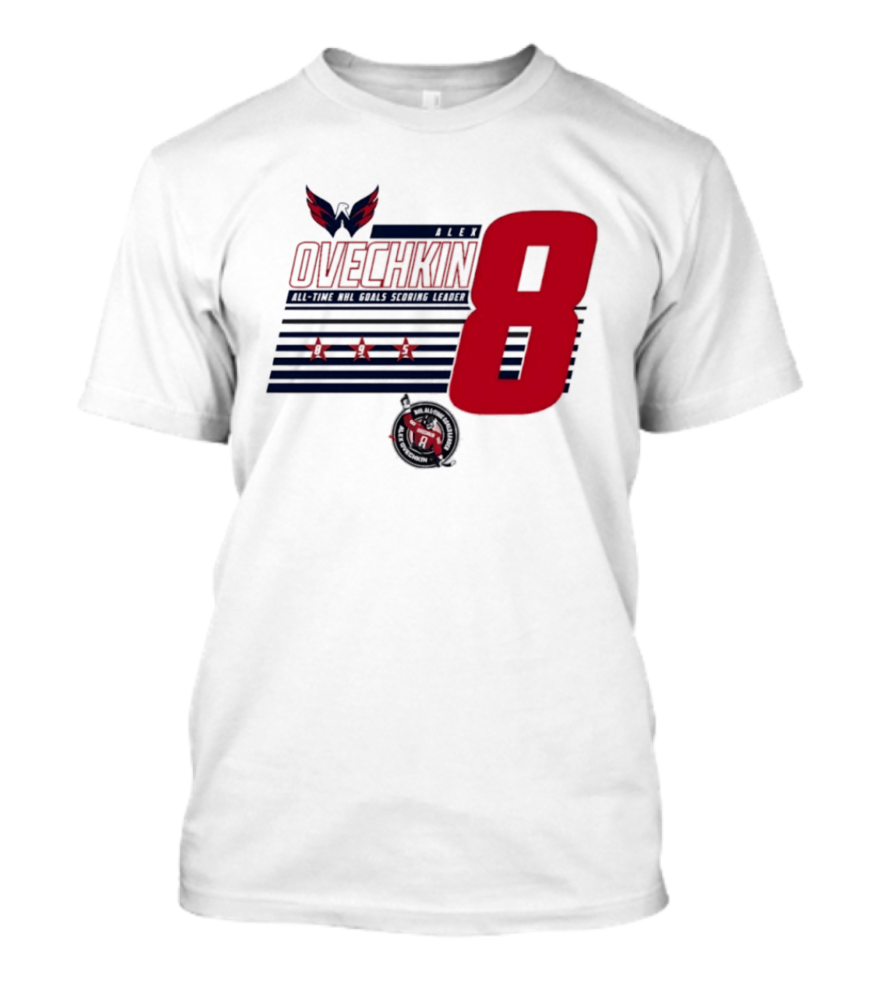 Alex Ovechkin 8 NHL All Time Goals Leader Washington Capitals Stars And Stripes T-Shirt