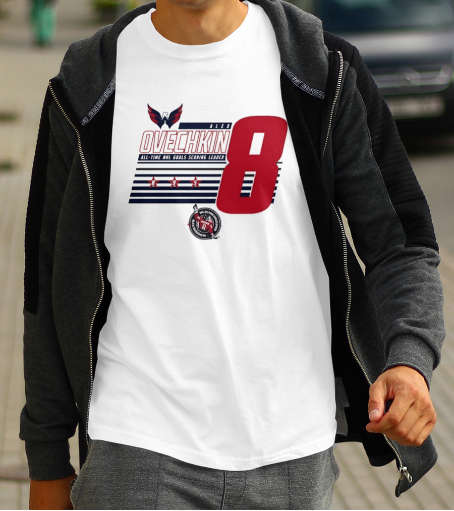 Alex Ovechkin 8 NHL All Time Goals Leader Washington Capitals Stars And Stripes T-Shirt