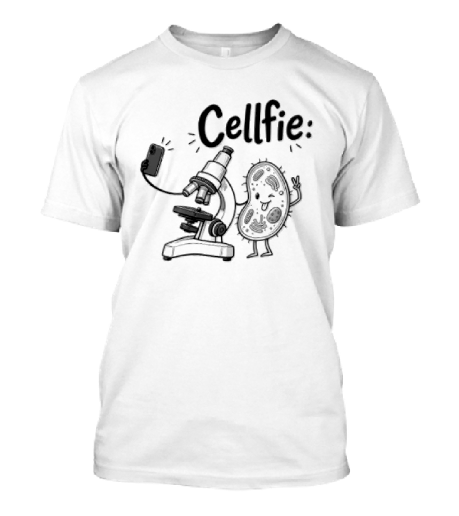 Cellfie Microscope And Cell Taking A Selfie Fun Science Humor T-Shirt