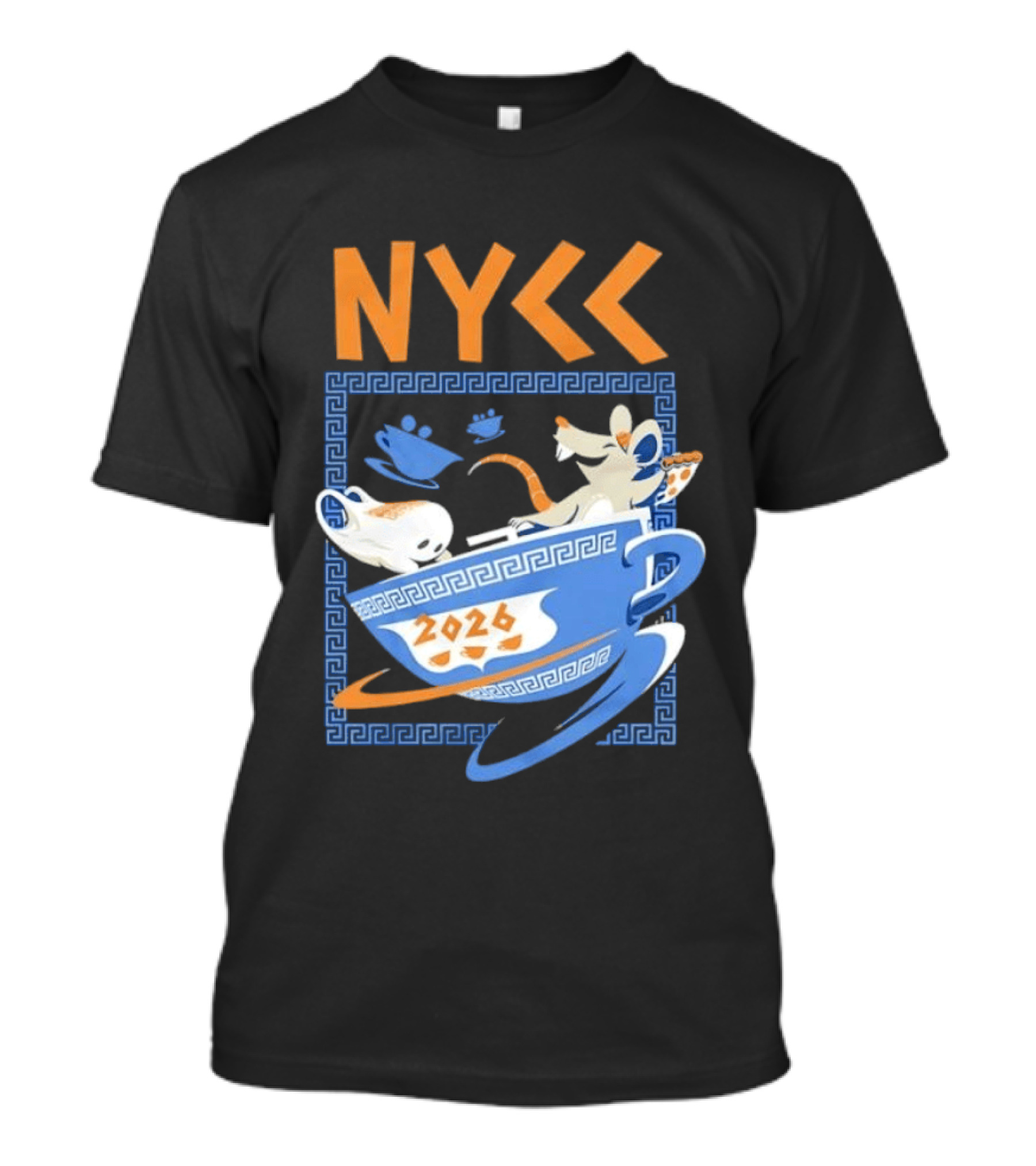 NYCC 2026 Pizza Rat Cup Greek Pattern Tea Event T-Shirt