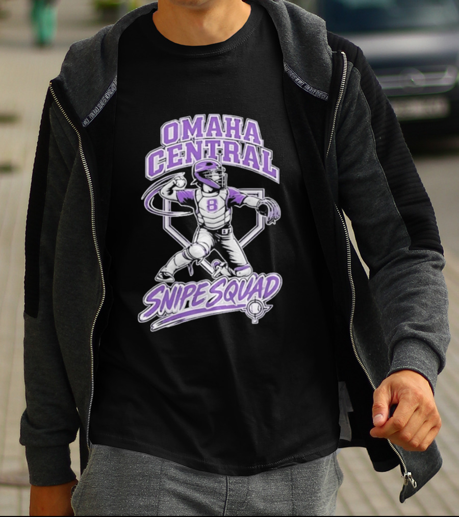 Omaha Central Snipe Squad Baseball Catcher Number 8 T-Shirt