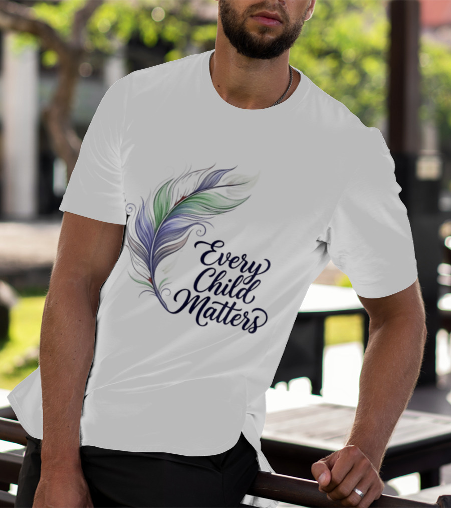 Every Child Matters Colorful Feather Orange Day Awareness T-Shirt