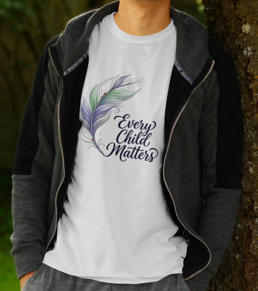 Every Child Matters Colorful Feather Orange Day Awareness T-Shirt