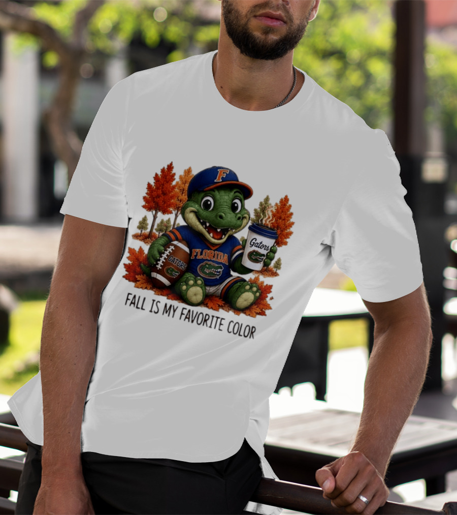 Florida Gators Fall Is My Favorite Color Gators Football Mascot Coffee Football Autumn Leaves T-Shirt