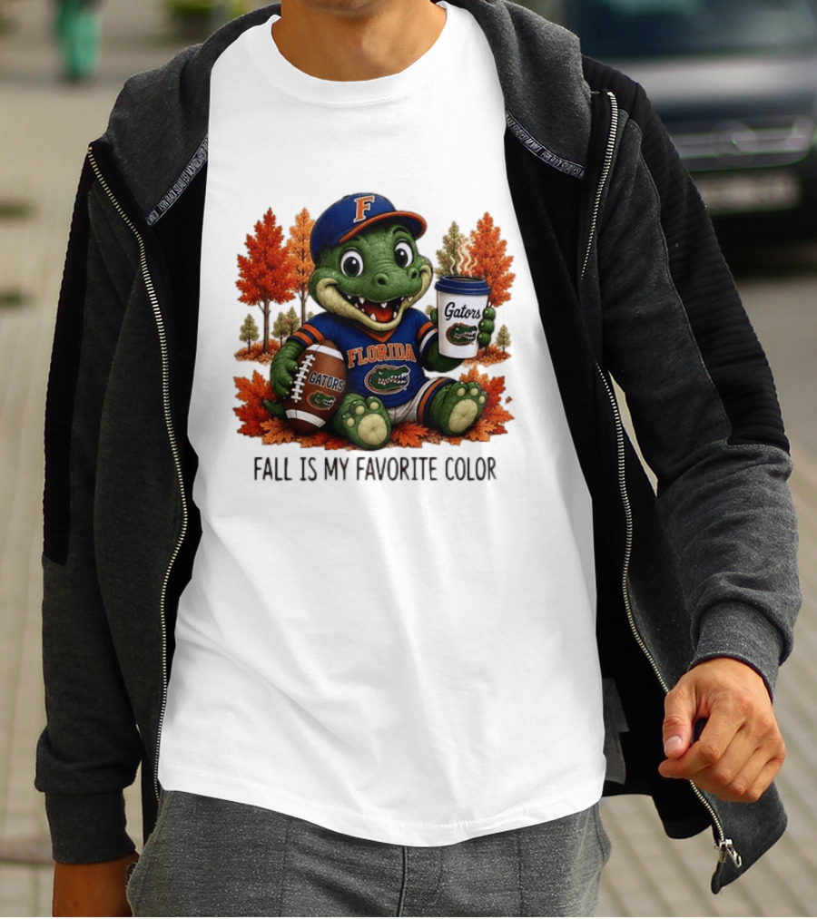 Florida Gators Fall Is My Favorite Color Gators Football Mascot Coffee Football Autumn Leaves T-Shirt