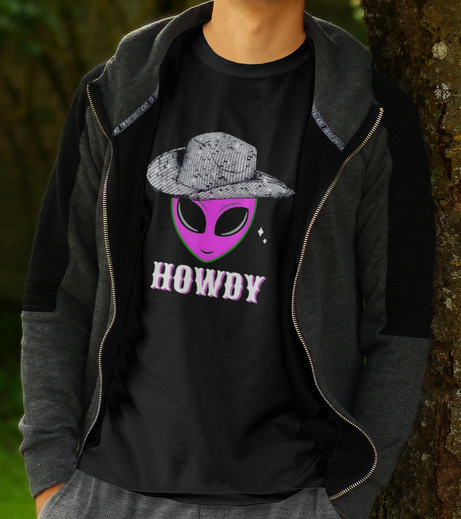 Howdy Alien Disco Cowboy Hat Western T-Shirt